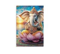 DHBANEIOK Ganesha Meditation Wall Decor Poster Giclee Canvas Prints Modern Wall Art Picture Wall Hanging for Dining Room Kitchen Home Office Decor 12x18inch(30x45cm)