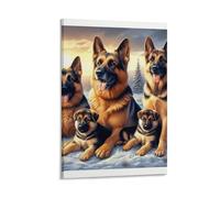 DHBANEIOK German Shepherd Family Wall Decor Poster Canvas Prints Picture Modern Canvas Wall Art Picture Wall Hanging for Home Decorations 08x12inch(20x30cm)