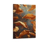 DHBANEIOK Golden Leaves Canvas Print Colourful Wall Art -Modern Room Bedroom Piece Home Decor Interior Design 24x36inch(60x90cm)