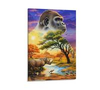 DHBANEIOK Gorilla Landscape Wall Decor Poster Giclee Canvas Prints Modern Wall Art Picture Wall Hanging for Home Decorations 08x12inch(20x30cm)