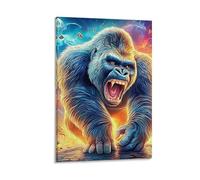 DHBANEIOK Gorilla Rampage Wall Decor Poster Canvas Prints Picture Modern Wall Art Picture Wall Hanging for Bathroom Wall Decor 24x36inch(60x90cm)