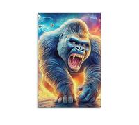 DHBANEIOK Gorilla Rampage Wall Decor Poster Giclee Canvas Prints Modern Canvas Wall Art Picture Wall Hanging for Office Gym Living Room Decor 16x24inch(40x60cm)