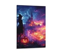 DHBANEIOK Halloween Witch Print, Canvas Wall Art, Pictures for Living Room And Bedroom, Prints for Special Occasions 12x18inch(30x45cm)