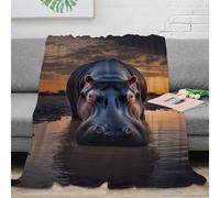 DHBANEIOK Hippo Gaming Blanket Stylishbed Blanket 3D Printed Bedding Decorative Soft Warm Microfiber for Home Couch Bed Sofa Livingroom Office 60x80inch(150x200cm)