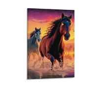 DHBANEIOK Horse Herd Poster Artwork Giclee Canvas Prints Modern Canvas Wall Art Picture Wall Hanging for Bathroom Wall Decor 16x24inch(40x60cm)