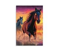 DHBANEIOK Horse Herd Poster Artwork Giclee Canvas Prints Modern Wall Art Picture Wall Hanging for Office Gym Living Room Decor 20x30inch(50x75cm)
