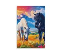 DHBANEIOK Horse Poster Artwork Giclee Canvas Prints Modern Wall Art Picture Wall Hanging for Bathroom Wall Decor 16x24inch(40x60cm)