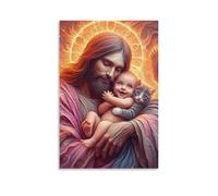 DHBANEIOK Jesus Baby Cat Wall Decor Poster Giclee Canvas Prints Modern Wall Art Picture Wall Hanging for Dining Room Kitchen Home Office Decor 12x18inch(30x45cm)