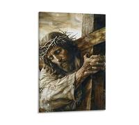 DHBANEIOK Jesus Carrying Cross Wall Decor Poster Giclee Canvas Prints Modern Canvas Wall Art Picture Wall Hanging for Office Gym Living Room Decor 20x30inch(50x75cm)