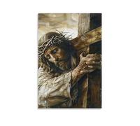 DHBANEIOK Jesus Carrying Cross Wall Decor Poster Giclee Canvas Prints Modern Wall Art Picture Wall Hanging for Living Room Home Decorations 08x12inch(20x30cm)
