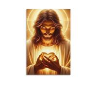 DHBANEIOK Jesus Heart Glow Wall Decor Poster Canvas Prints Picture Modern Wall Art Picture Wall Hanging for Dining Room Kitchen Home Office Decor 08x12inch(20x30cm)