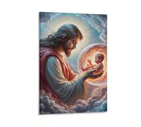 DHBANEIOK Jesus Holding Baby_1 Poster Artwork Giclee Canvas Prints Modern Canvas Wall Art Picture Wall Hanging for Dining Room Kitchen Home Office Decor 08x12inch(20x30cm)