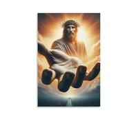 DHBANEIOK Jesus Reaching Down Poster Artwork Canvas Prints Picture Modern Canvas Wall Art Picture Wall Hanging for Dining Room Kitchen Home Office Decor 24x36inch(60x90cm)