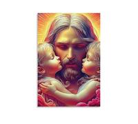 DHBANEIOK Jesus - Religion (3)_4 Wall Decor Poster Canvas Prints Picture Modern Wall Art Picture Wall Hanging for Living Room Bedroom Home Decorations 08x12inch(20x30cm)
