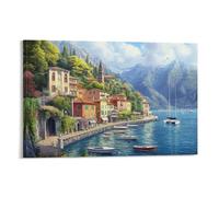 DHBANEIOK Lake Como Art - Modern Giclee Canvas Prints Landscape Pictures Artwork Paintings on Canvas Wall Art for Home Office Decorations 24x36inch(60x90cm)