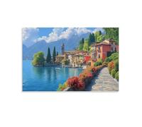 DHBANEIOK Lake Como Wall Decor Poster Canvas Prints Picture Modern Canvas Wall Art Picture Wall Hanging for Bedroom Living Room Decor 16x24inch(40x60cm)