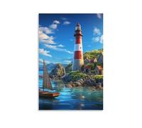 DHBANEIOK Lighthouse Art - The Canvas Prints of Reproduction Artwork Pictures on Canvas Wall Art for Home Office Decorations 24x36inch(60x90cm)