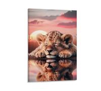 DHBANEIOK Lion Cub Sleeping Wall Decor Poster Canvas Prints Picture Modern Wall Art Picture Wall Hanging for Office Gym Living Room Decor 24x36inch(60x90cm)