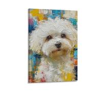 DHBANEIOK Maltese Dog Wall Art Canvas Print Painting Wall Decor Set of Ornaments for Walls Bedroom Living Room 12x18inch(30x45cm)