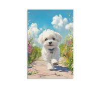 DHBANEIOK Maltese Dog Wall Art Canvas Print Painting Wall Decor Set of Ornaments for Walls Bedroom Living Room 12x18inch(30x45cm)