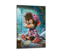 DHBANEIOK Monkey Waking Up Wall Decor Poster Canvas Prints Picture Modern Wall Art Picture Wall Hanging for Bathroom Wall Decor 20x30inch(50x75cm)