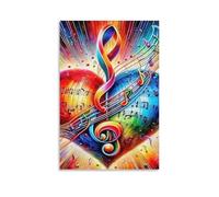 DHBANEIOK Music Love Heart Poster Artwork Giclee Canvas Prints Modern Canvas Wall Art Picture Wall Hanging for Living Room Home Decorations 08x12inch(20x30cm)