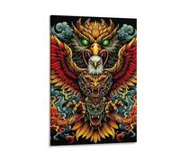 DHBANEIOK Mythical Eagle Dragon Wall Decor Poster Canvas Prints Picture Modern Wall Art Picture Wall Hanging for Living Room Bedroom Home Decorations 08x12inch(20x30cm)