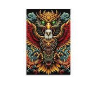 DHBANEIOK Mythical Eagle Dragon Wall Decor Poster Canvas Prints Picture Modern Wall Art Picture Wall Hanging for Home Decorations 12x18inch(30x45cm)