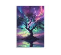 DHBANEIOK Northern Lights Canvas Wall Art Customised Personalised Photo on Canvas for Bedroom Room Picture Digitally Printed 20x30inch(50x75cm)