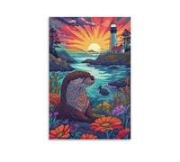 DHBANEIOK Otter Print, Canvas Wall Art, Pictures for Living Room And Bedroom, Prints for Special Occasions 12x18inch(30x45cm)