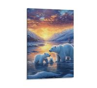 DHBANEIOK Polar Bear Art - Modern Giclee Canvas Prints Landscape Pictures Artwork Paintings on Canvas Wall Art for Home Office Decorations 24x36inch(60x90cm)