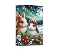 DHBANEIOK Rabbits in Snow Poster Artwork Giclee Canvas Prints Modern Canvas Wall Art Picture Wall Hanging for Living Room Bedroom Home Decorations 12x18inch(30x45cm)