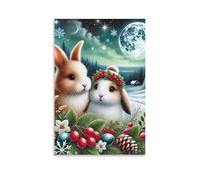 DHBANEIOK Rabbits in Snow Wall Decor Poster Canvas Prints Picture Modern Canvas Wall Art Picture Wall Hanging for Living Room Bedroom Home Decorations 20x30inch(50x75cm)
