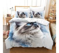 DHBANEIOK Ragdoll 3D Printed Quilt Cover Set 3 Pieces Bedding Soft Microfiber with Zipper Closure，Pillowcases for Teens And Adults Double（200x200cm）