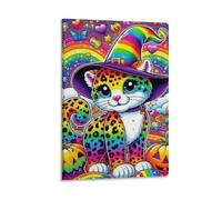 DHBANEIOK Rainbow Cat Witch Poster Artwork Canvas Prints Picture Modern Canvas Wall Art Picture Wall Hanging for Dining Room Kitchen Home Office Decor 20x30inch(50x75cm)