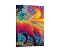 DHBANEIOK Rainbow Fox Poster Artwork Canvas Prints Picture Modern Wall Art Picture Wall Hanging for Dining Room Kitchen Home Office Decor 12x18inch(30x45cm)