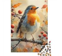 DHBANEIOK Robin Bird 1000 Piece Jigsaw Puzzle for Adult Toy Intellectual Game Educational Game for Adult Stress Relief Home Decoration Jigsaw Puzzles Premium & Durable 500pcs (52x38cm)
