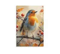 DHBANEIOK Robin Bird Art Canvas Prints of Modern Stretched Giclee Artwork Pictures Paintings on Canvas Wall Art for Bedroom Home Office Decorations 16x24inch(40x60cm)