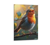 DHBANEIOK Robin Bird Art - Modern Giclee Canvas Prints Landscape Pictures Artwork Paintings on Canvas Wall Art for Home Office Decorations 12x18inch(30x45cm)