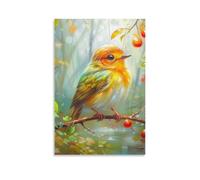 DHBANEIOK Robin Bird Art - Modern Giclee Canvas Prints Landscape Pictures Artwork Paintings on Canvas Wall Art for Home Office Decorations 12x18inch(30x45cm)