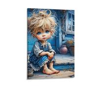 DHBANEIOK Sad Child Sitting Wall Decor Poster Canvas Prints Picture Modern Canvas Wall Art Picture Wall Hanging for Dining Room Kitchen Home Office Decor 12x18inch(30x45cm)