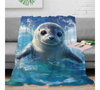 DHBANEIOK Seal Theme Blanket 3D Design Bed Blanket Bedding Decorative Throw Blanket Lightweight Cozy Plush For Living Room for Bed Couch Blanket Adult Kids 50x60inch(127x152cm)