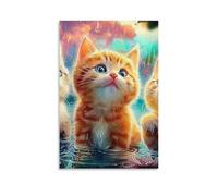 DHBANEIOK Sleeping Cat Poster Artwork Canvas Prints Picture Modern Wall Art Picture Wall Hanging for Dining Room Kitchen Home Office Decor 24x36inch(60x90cm)