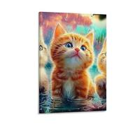DHBANEIOK Sleeping Cat Wall Decor Poster Canvas Prints Picture Modern Wall Art Picture Wall Hanging for Bathroom Wall Decor 24x36inch(60x90cm)