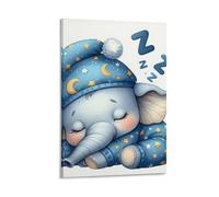 DHBANEIOK Sleeping Elephant Wall Decor Poster Canvas Prints Picture Modern Canvas Wall Art Picture Wall Hanging for Dining Room Kitchen Home Office Decor 16x24inch(40x60cm)