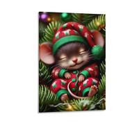 DHBANEIOK Sleeping Mouse Christmas Poster Artwork Giclee Canvas Prints Modern Canvas Wall Art Picture Wall Hanging for Living Room Home Decorations 16x24inch(40x60cm)