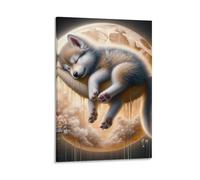 DHBANEIOK Sleeping Wolf Cub Poster Artwork Giclee Canvas Prints Modern Canvas Wall Art Picture Wall Hanging for Dining Room Kitchen Home Office Decor 20x30inch(50x75cm)