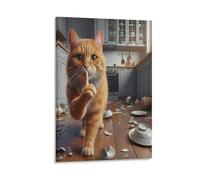 DHBANEIOK Sneaky Kitchen Cat 3D Printed Canvas Wall Art Decor Waterproof Easy Hang nan