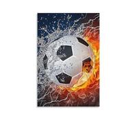 DHBANEIOK Soccer Ball Fire Water Wall Decor Poster Canvas Prints Picture Modern Wall Art Picture Wall Hanging for Living Room Bedroom Home Decorations 08x12inch(20x30cm)