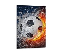 DHBANEIOK Soccer Ball Fire Water Wall Decor Poster Giclee Canvas Prints Modern Wall Art Picture Wall Hanging for Home Decorations 08x12inch(20x30cm)